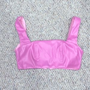 Pink Faux Leather Crop Top